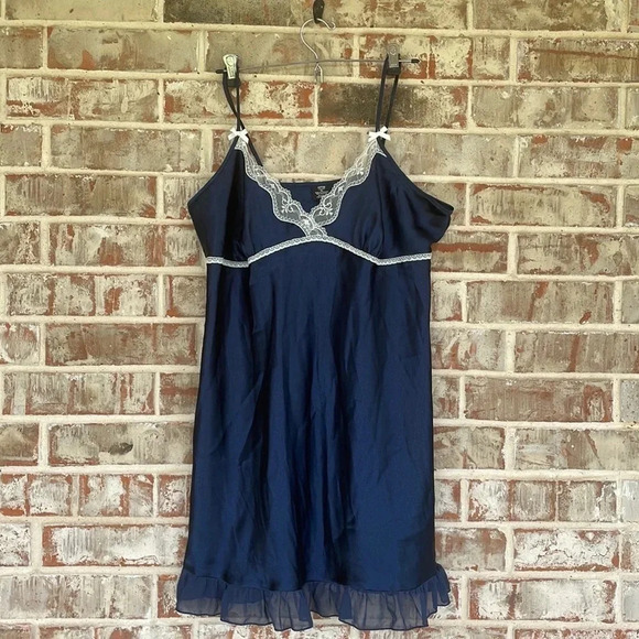 Apt. 9 Navy Blue Ruffle Lace Nightgown - Picture 1 of 6